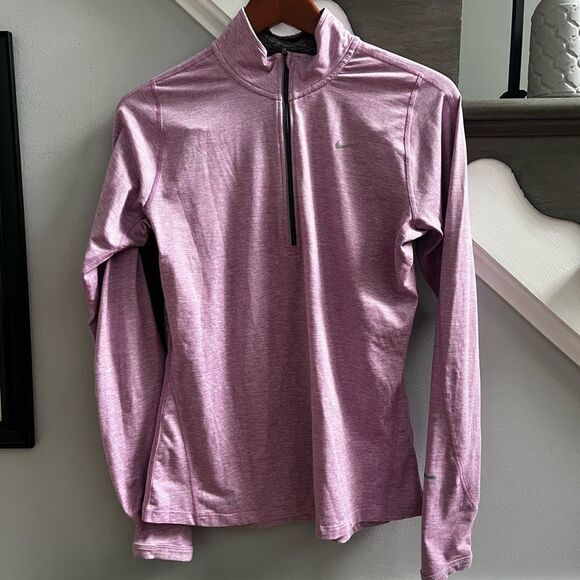Nike Element Running Dri-Fit Lavender Quarter Zip Pullover Shirt sz S EUC - Picture 2 of 9